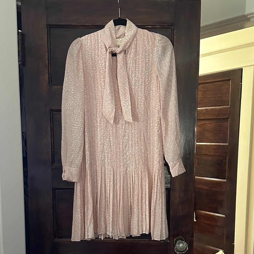 KATE SPADE Women’s Light Pink Pleated Tie-Neck Dress